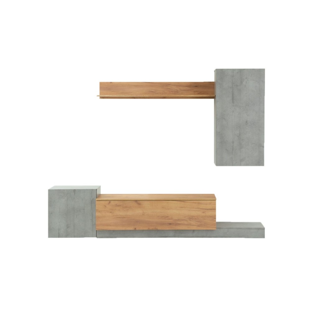 Σύνθεση τηλεόρασης "LUCKY" σε χρώμα γκρι/χρυσό δρυς 246.3x37x193