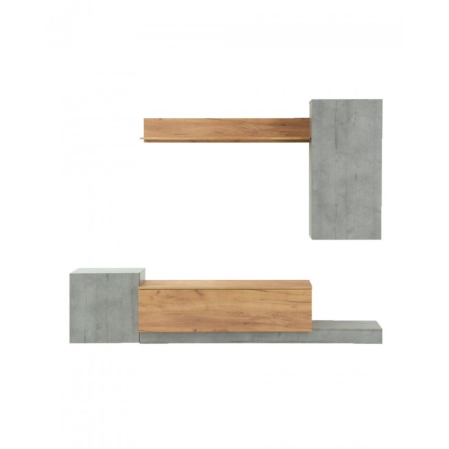 Σύνθεση τηλεόρασης "LUCKY" σε χρώμα γκρι/χρυσό δρυς 246.3x37x193