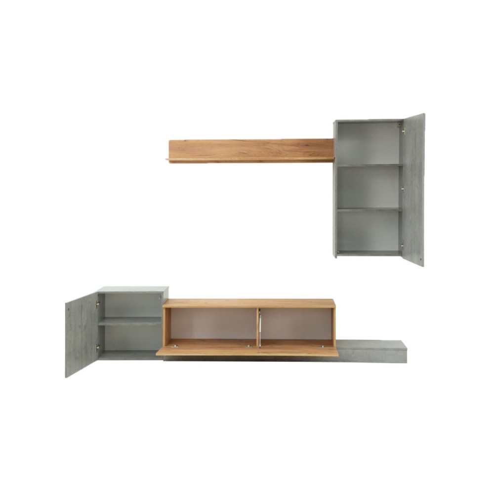 Σύνθεση τηλεόρασης "LUCKY" σε χρώμα γκρι/χρυσό δρυς 246.3x37x193