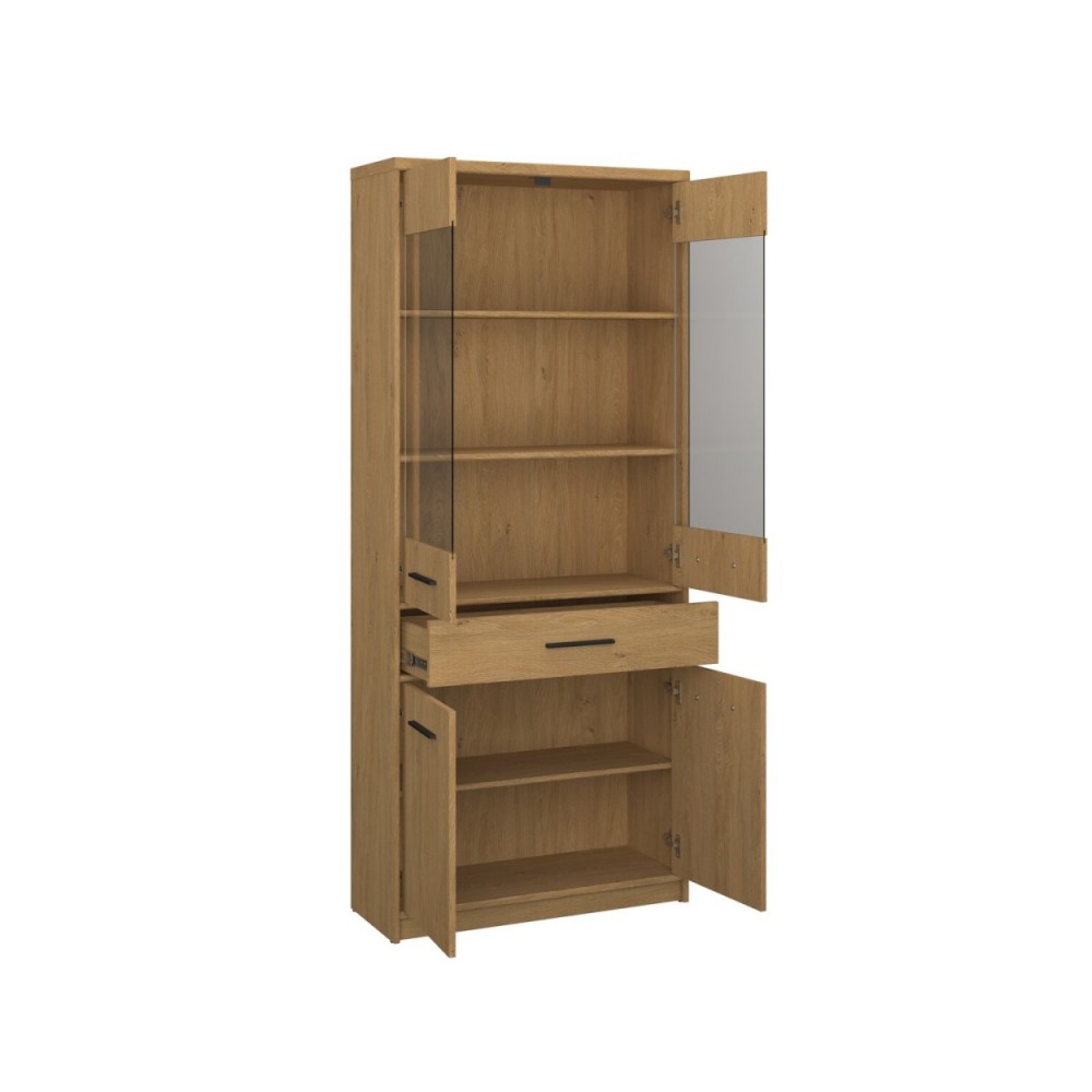 Βιτρίνα "PAVI" σε χρώμα βελανιδιά 84.3x33.8x197.2