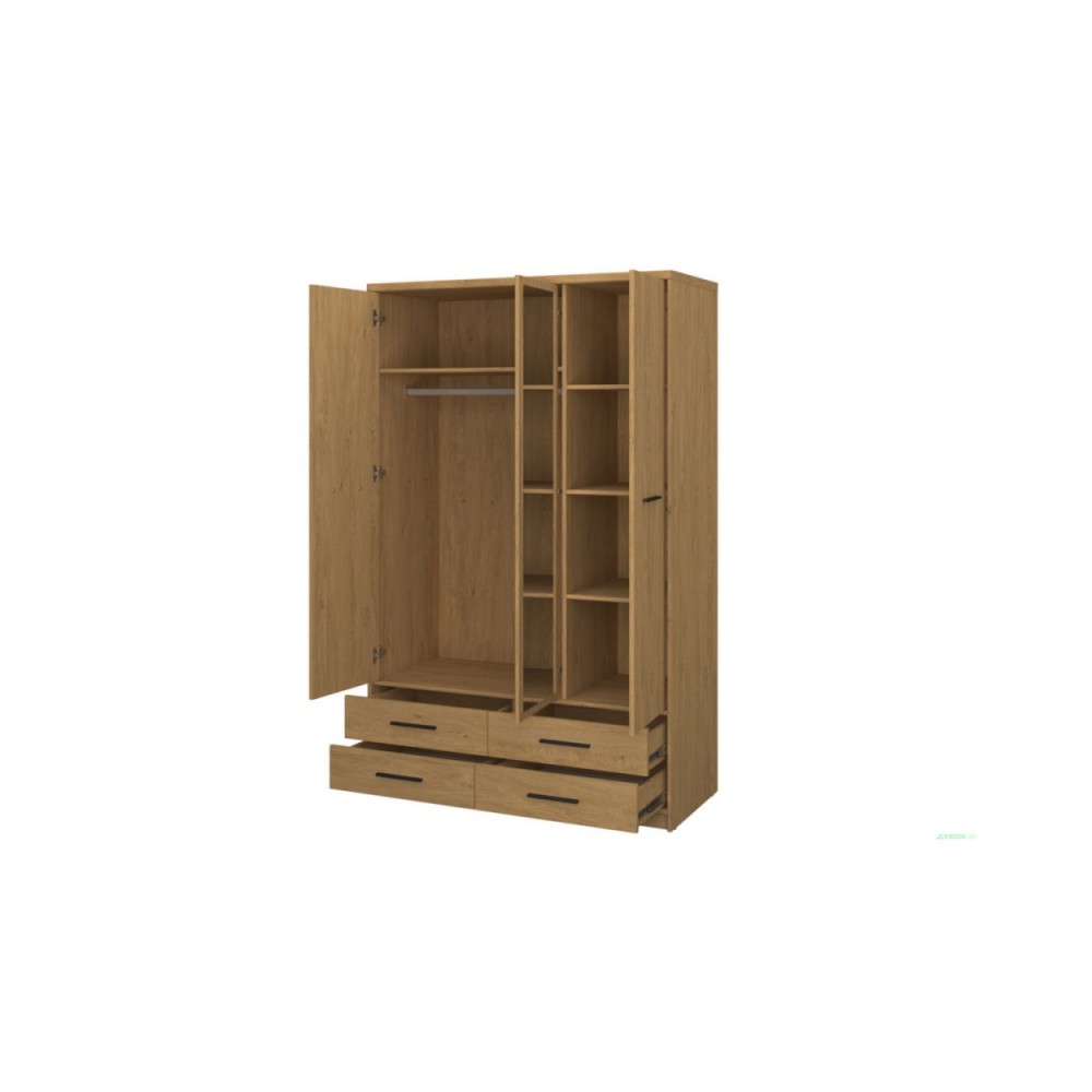 Ντουλάπα τρίφυλλη με καθρέφτη "PAVI" σε χρώμα βελανιδιά 124.6x55.1x197.2