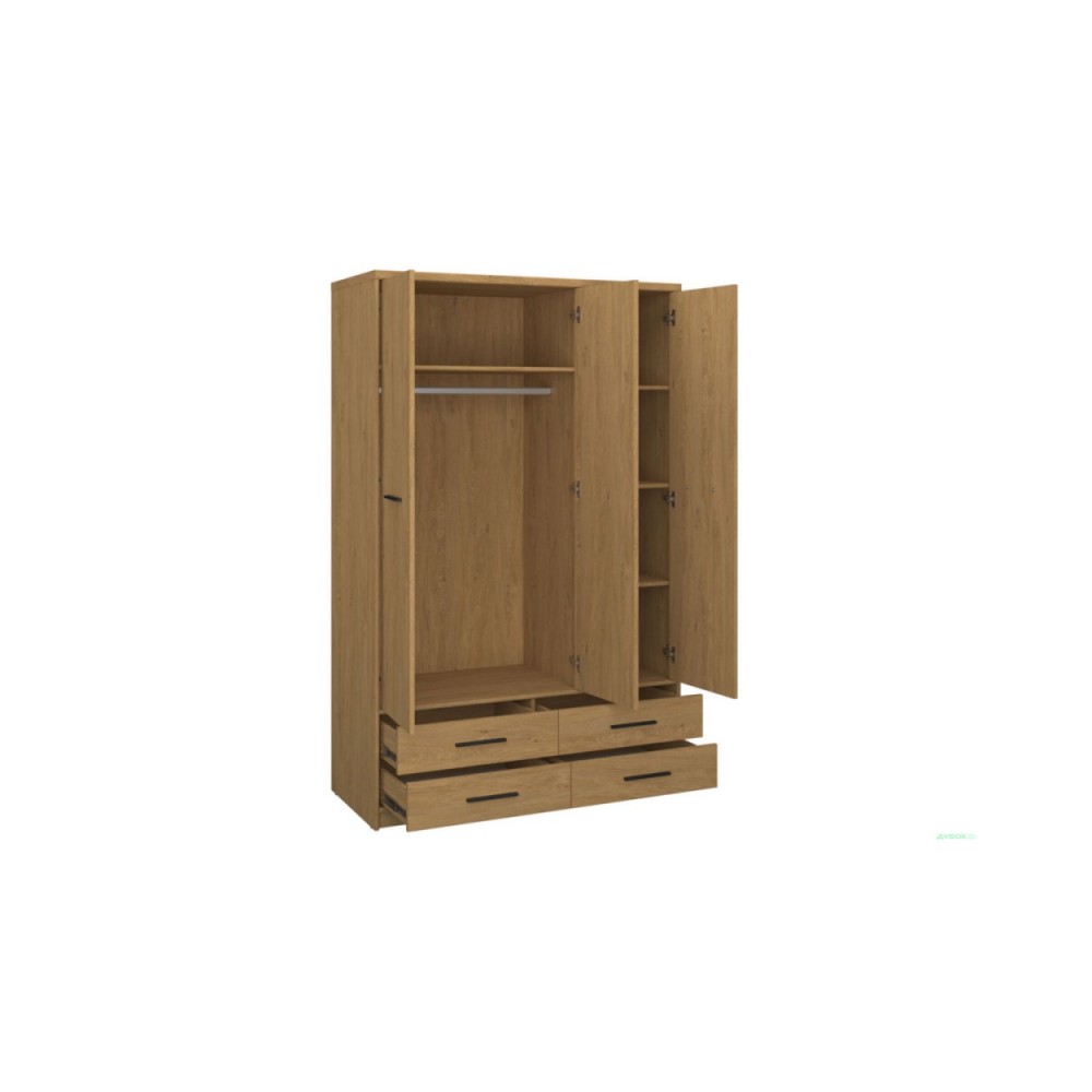 Ντουλάπα τρίφυλλη με καθρέφτη "PAVI" σε χρώμα βελανιδιά 124.6x55.1x197.2