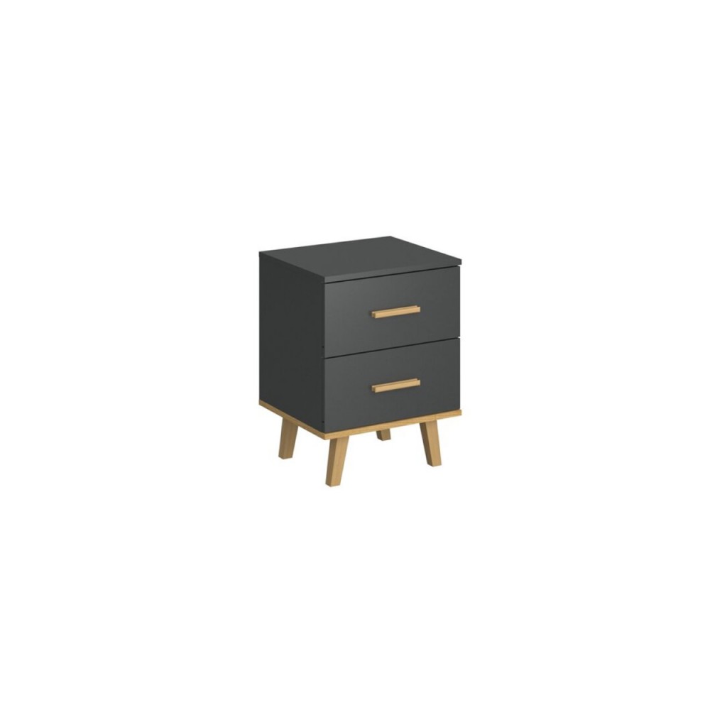 Κομοδίνο "PLUTON" σε χρώμα ανθρακί/χρυσός δρυς 45.9x40x60.6