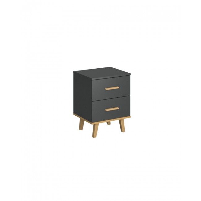 Κομοδίνο "PLUTON" σε χρώμα ανθρακί/χρυσός δρυς 45.9x40x60.6