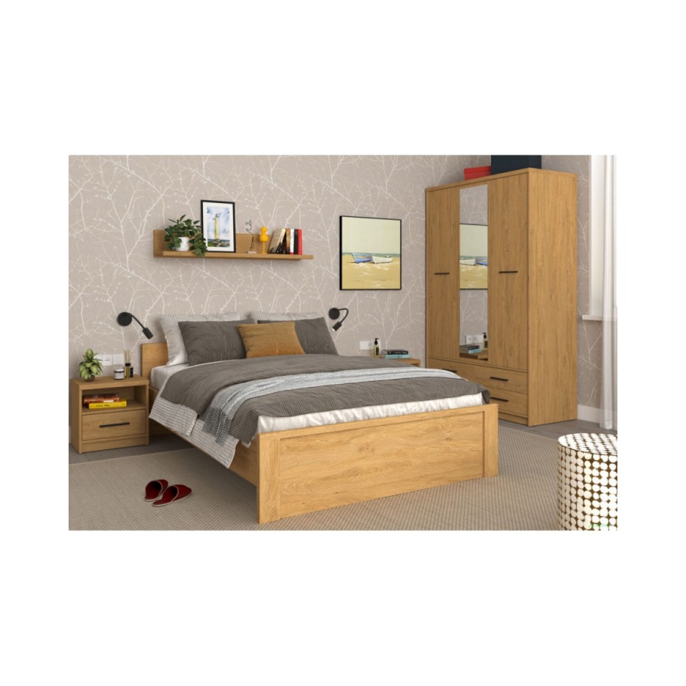 Κρεβάτι διπλό "PAVI" σε χρώμα βελανιδιά 160x200