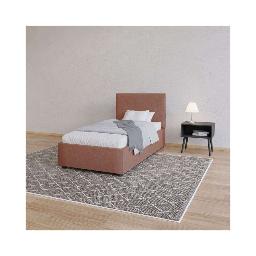 Κρεβάτι μονό "BILLY" από ύφασμα σε χρώμα τερακότα 103x217x102