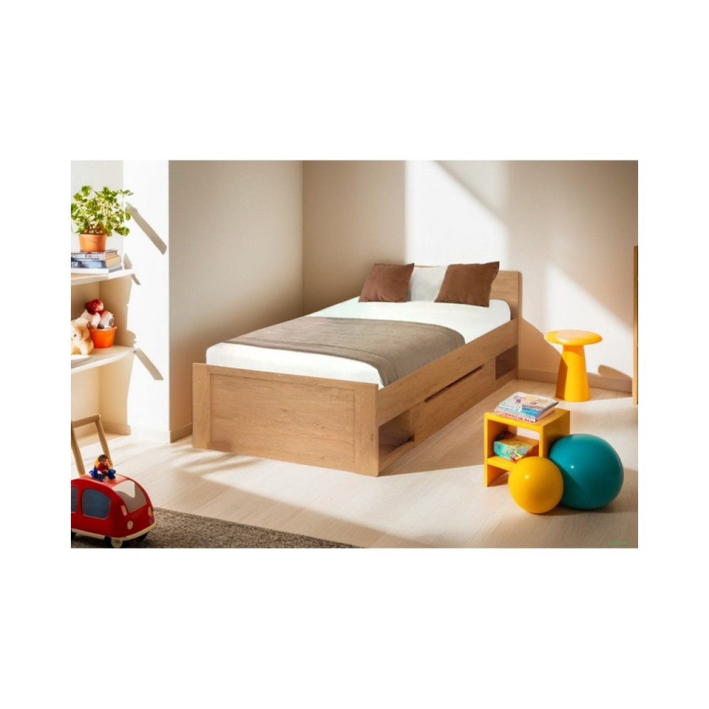 Κρεβάτι μονό "PAVI" σε χρώμα βελανιδιά 90x200