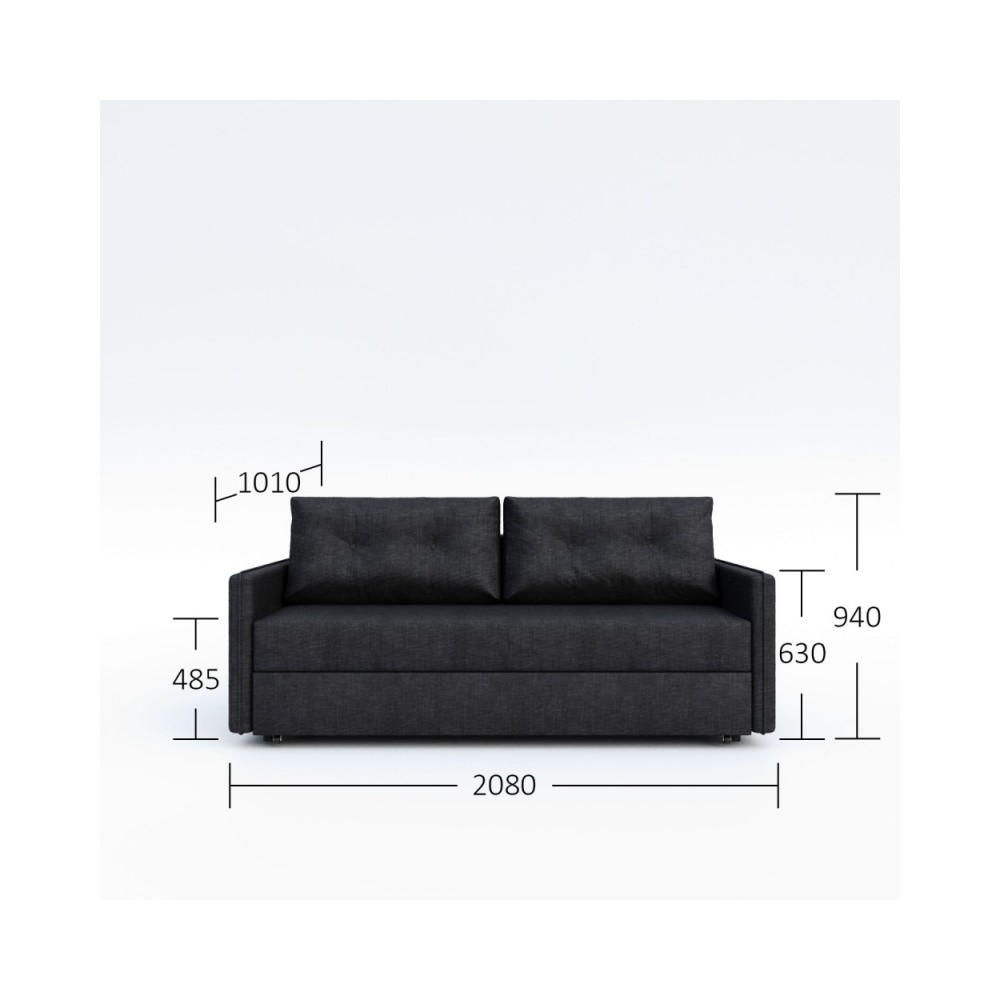 Καναπές-κρεβάτι "LONDON" τριθέσιος με αποθηκευτικό χώρο σε χρώμα γκρι 208x101x94