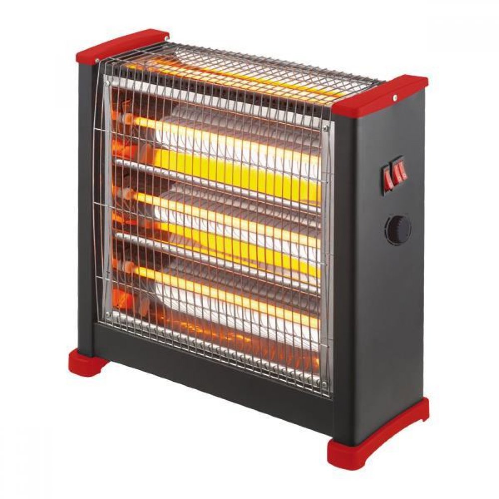 Θερμάστρα χαλαζία 2800W 3face σε μαύρο χρώμα με θερμοστάση 43.30x16x45