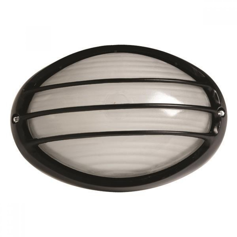 Απλίκα οβάλ από αλουμίνιο/γυαλί σε μαύρο χρώμα με γρίλιες 21.5x15x10