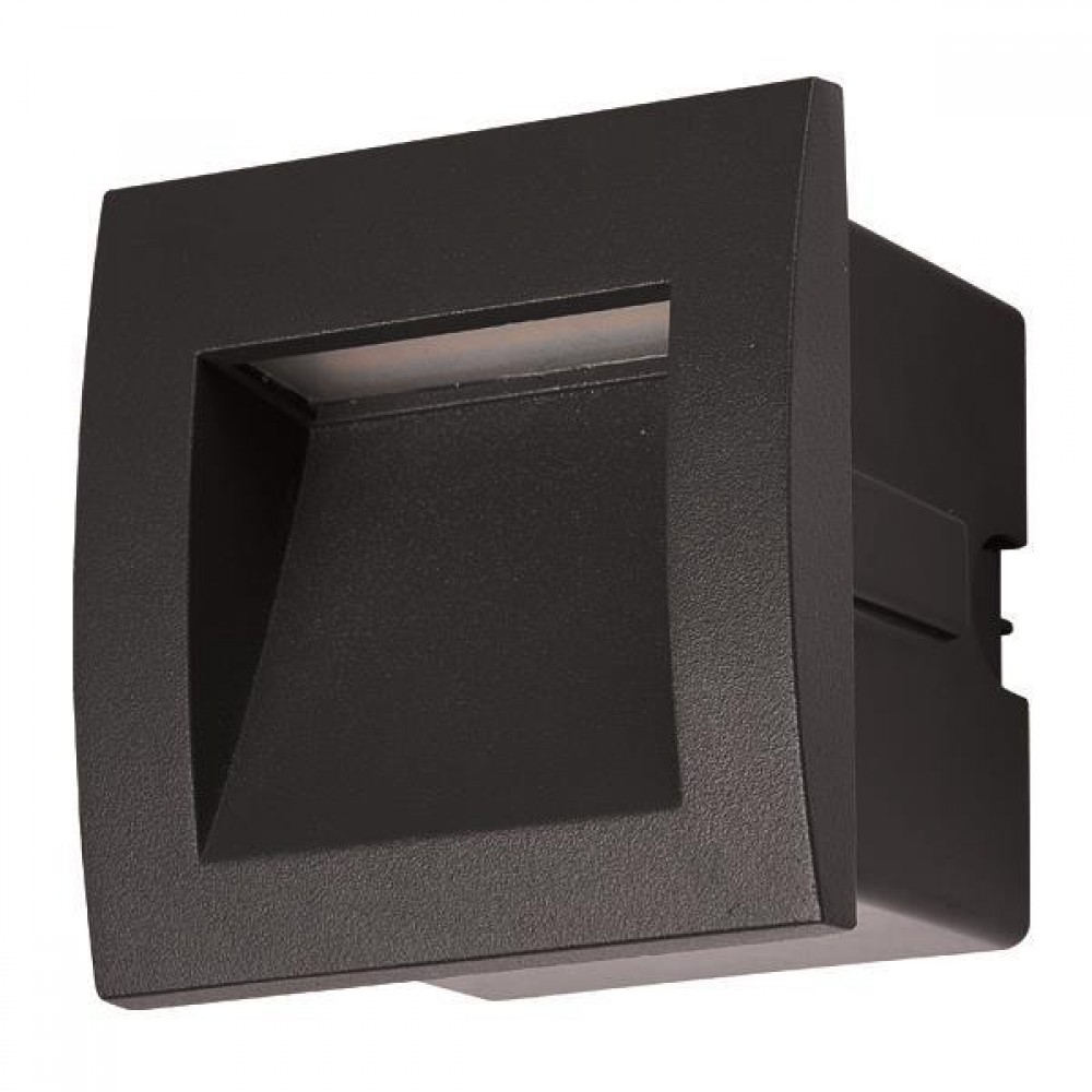 Φωτιστικό χωνευτό από αλουμίνιο/γυαλί σε μαύρο χρώμα LED 3W IP54 220-240V 9x9x7