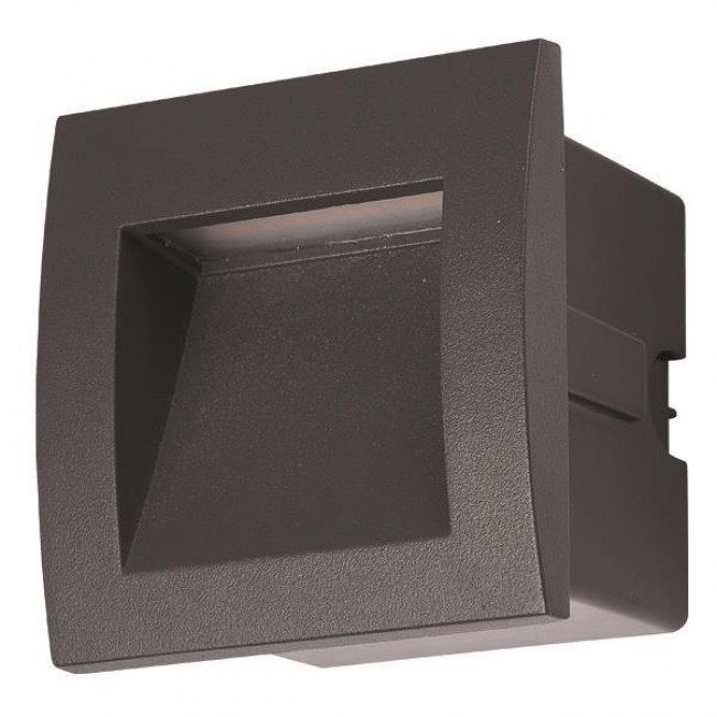 Φωτιστικό χωνευτό από αλουμίνιο/γυαλί σε χρώμα γραφίτη LED 3W IP54 220-240V 9x9x7