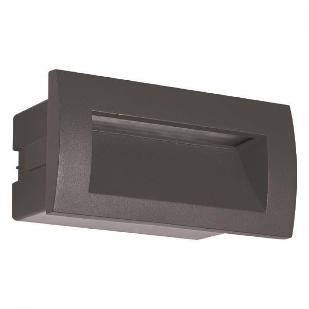 Φωτιστικό χωνευτό από αλουμίνιο/γυαλί σε χρώμα γραφίτη LED 3W IP54 220-240V 14x7x7