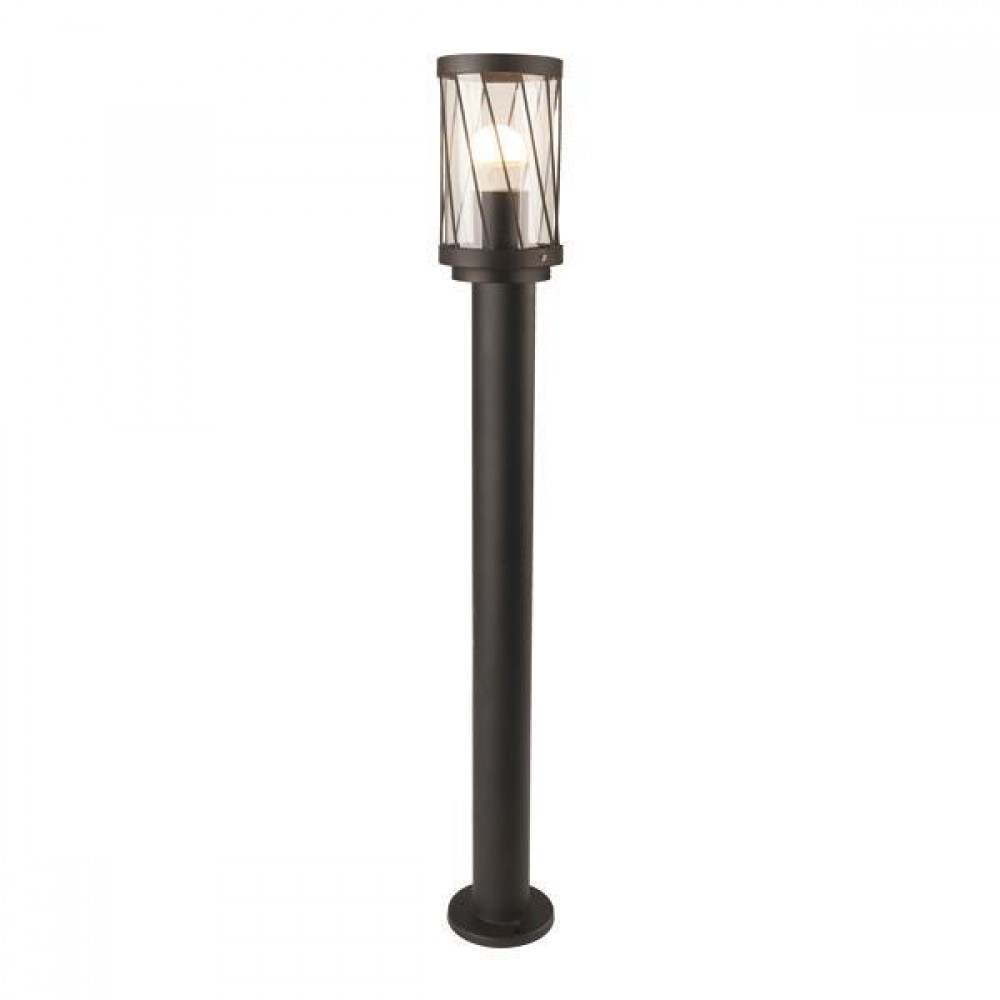 Κολωνάκι δαπέδου από μέταλλο σε μαύρο χρώμα με πλέγμα Ε27 IP44 9.5x9.5x80