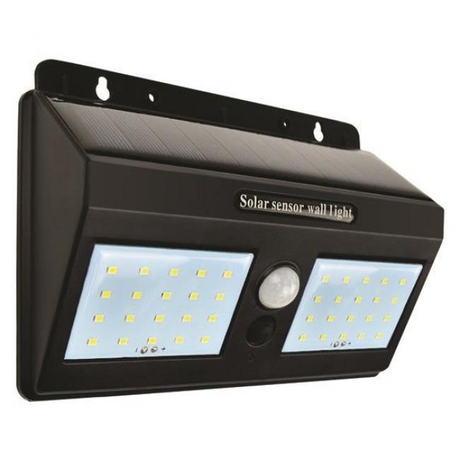 Απλίκα με ηλιακό panel και ανιχνευτή κίνησης από ABS σε μαύρο χρώμα 1,20W 6500K