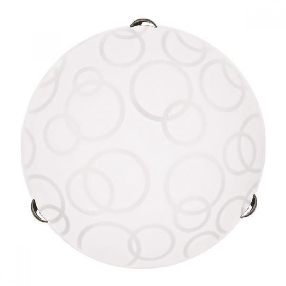 Πλαφονιέρα "LEIA" από σίδηρο/γυαλί σε νίκελ/λευκό χρώμα Ε27 Φ40