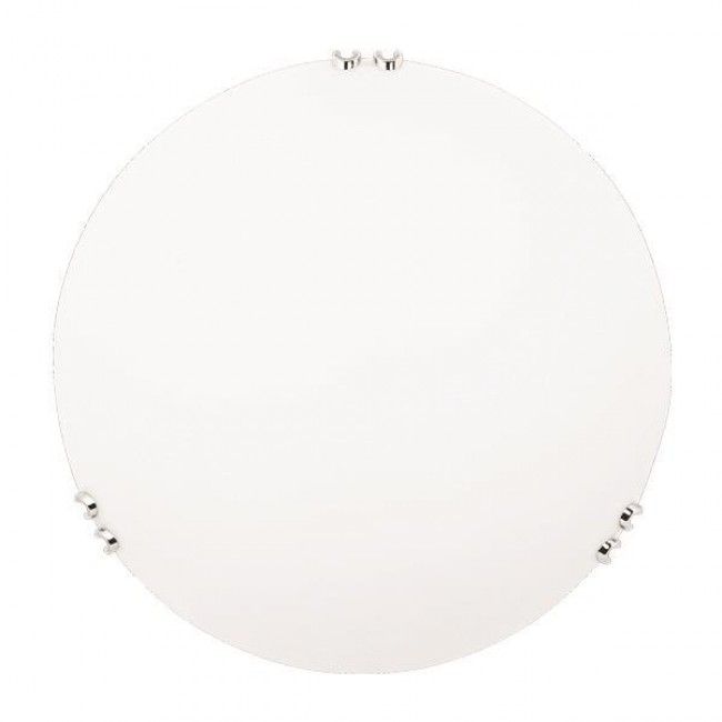 Πλαφονιέρα "PAROS" από σίδηρο/γυαλί σε νίκελ/λευκό χρώμα Ε27 Φ40