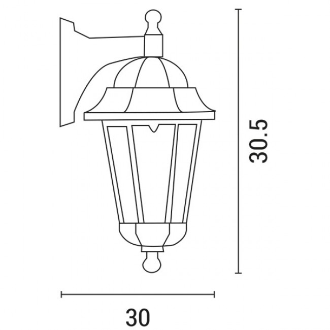 Απλίκα τοίχου εξάγωνη από αλουμίνιο σε μαύρο χρώμα 30x22x30.5