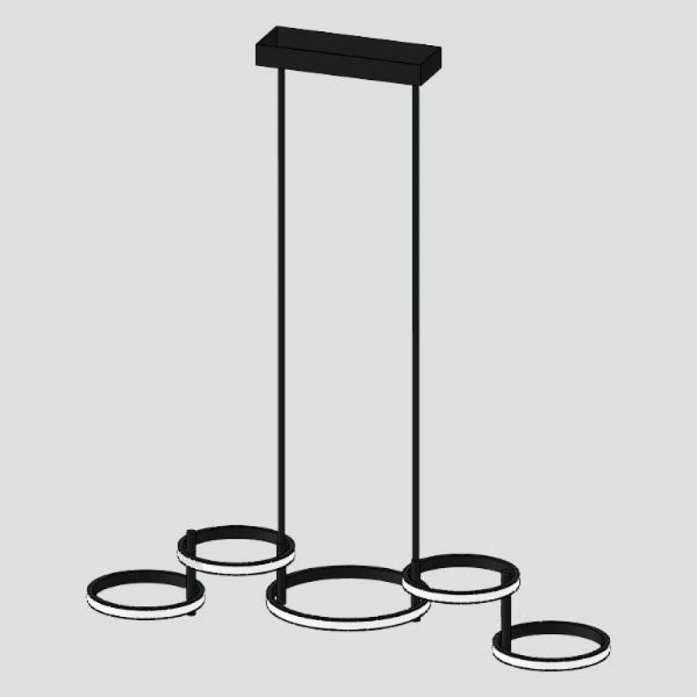 Φωτιστικό πεντάφωτο από αλουμίνιο σε μαύρο χρώμα LED 48W 93x28x11.6