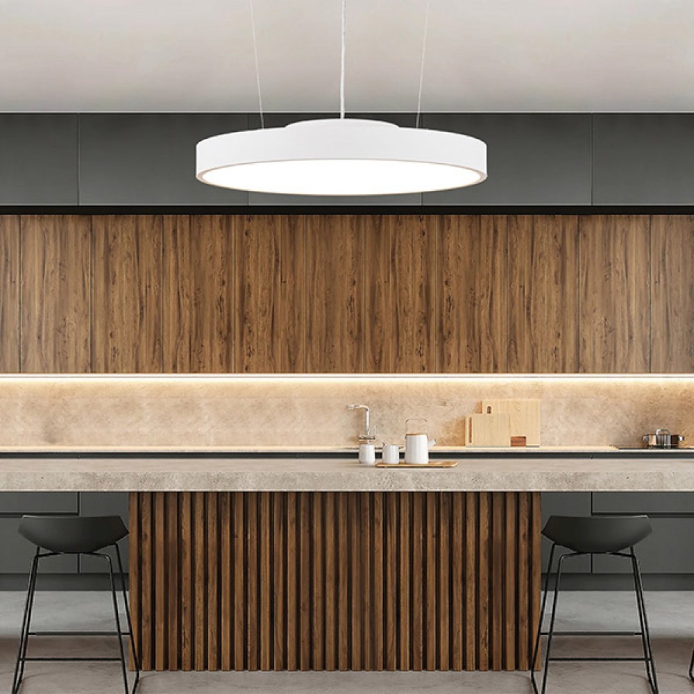 Φωτιστικό κρεμαστό σε χρώμα λευκό LED 70W 3000Κ Φ80x10