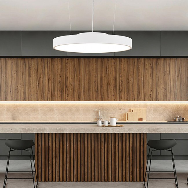 Φωτιστικό κρεμαστό σε χρώμα λευκό LED 70W 3000Κ Φ80x10