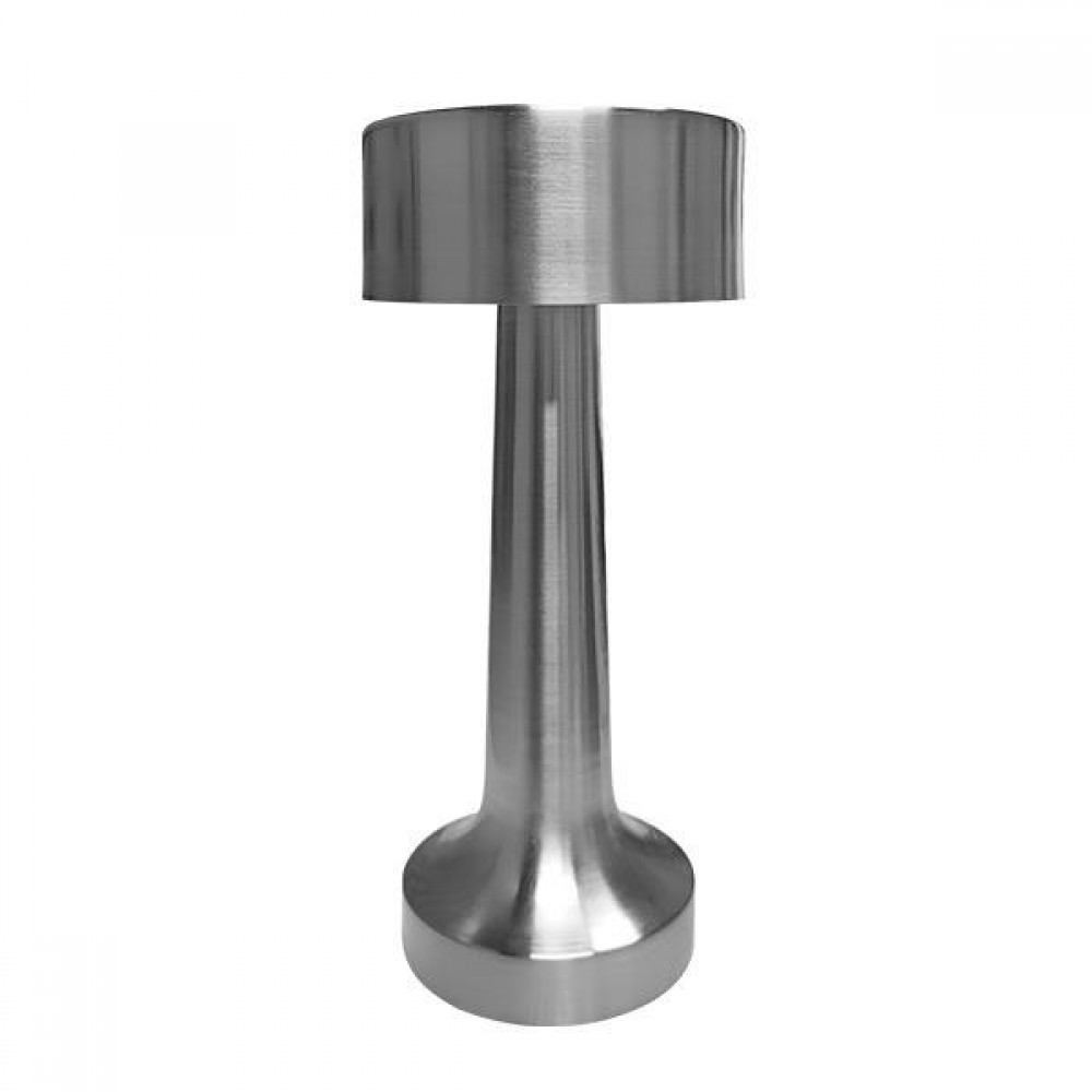 Φωτιστικό επιτραπέζιο αφής επαναφορτιζόμενο led 3W σε χρώμα ασημί Φ9x21