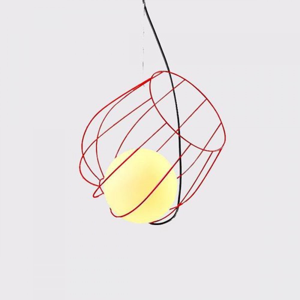 Φωτιστικό σπιράλ "ΝΑΞΟΣ" από μέταλλο σε κόκκινο χρώμα Φ36