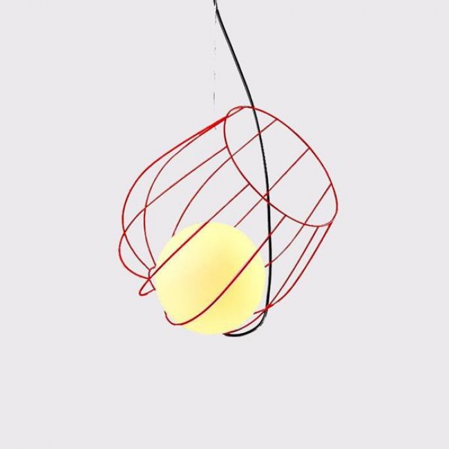 Φωτιστικό σπιράλ "ΝΑΞΟΣ" από μέταλλο σε κόκκινο χρώμα Φ36