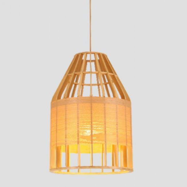 Φωτιστικό μονόφωτο από ξύλο σε φυσικό χρώμα Φ40x140