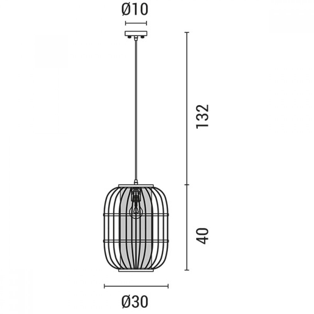 Φωτιστικό μονόφωτο από ξύλο σε φυσικό χρώμα Φ30x160