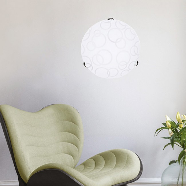 Πλαφονιέρα τοίχου από μέταλλο/γυαλί σε λευκό/νίκελ χρώμα Φ30