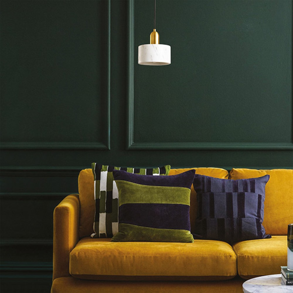 Φωτιστικό κρεμαστό από μέταλλο/μάρμαρο σε χρυσό/λευκό χρώμα Φ15x168