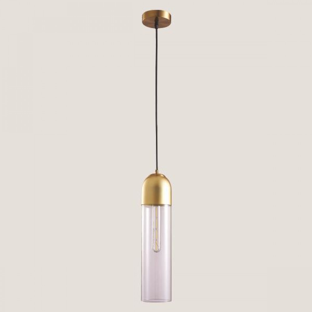 Φωτιστικό κρεμαστό σε διάφανο/χρυσό χρώμα Φ10.5x190