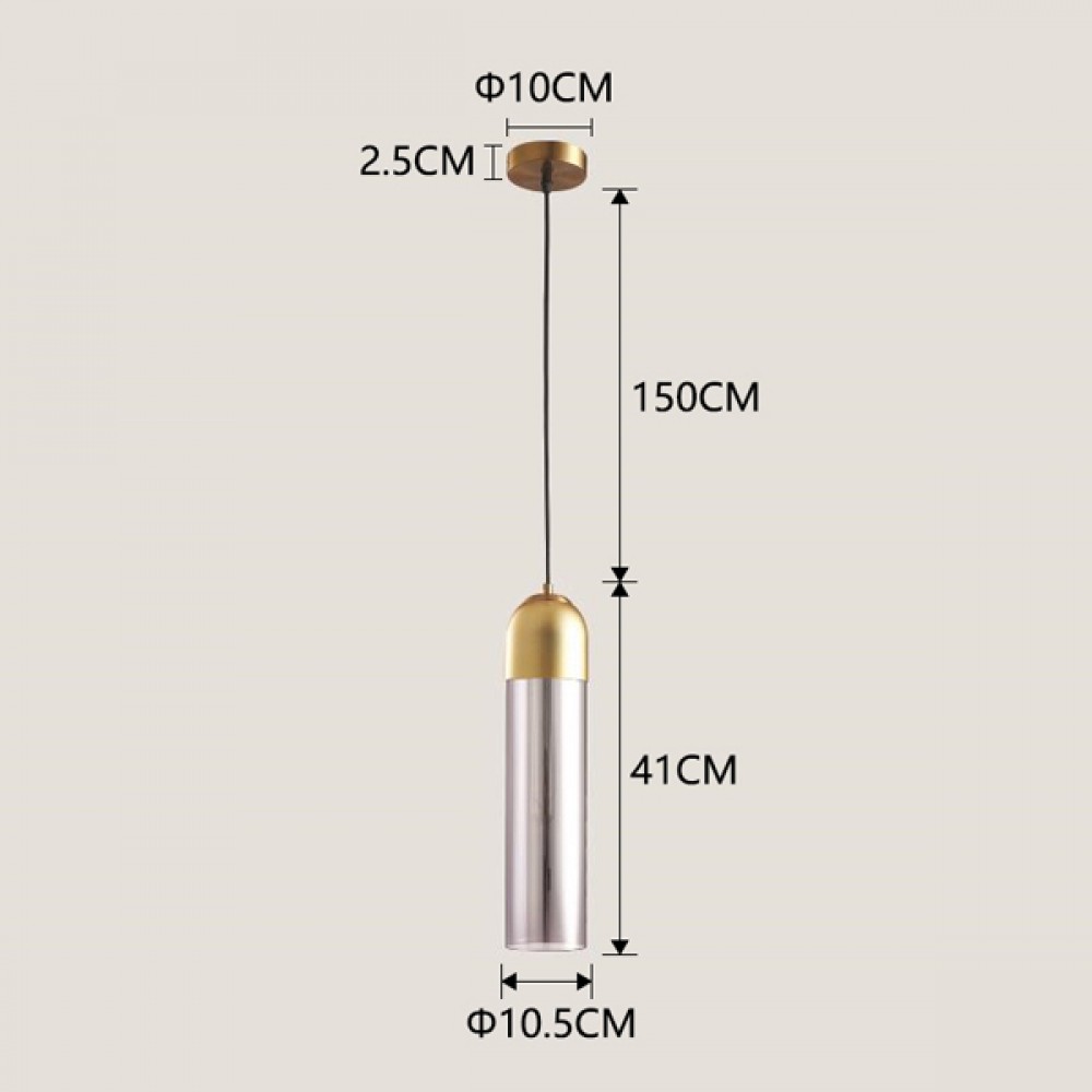 Φωτιστικό κρεμαστό σε διάφανο/χρυσό χρώμα Φ10.5x190