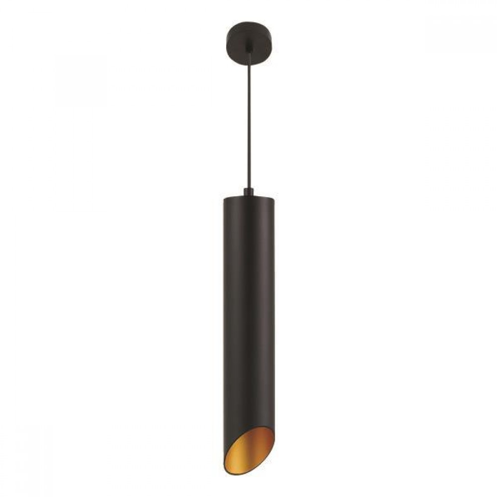 Φωτιστικό κρεμαστό κύλινδρος από αλουμίνιο σε μαύρο/χρυσό χρώμα Φ6.5x135