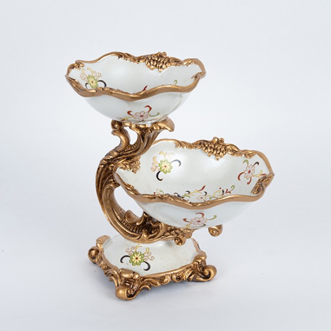 Φοντανιέρα από πορσελάνη/πολυρεζίν σε χρώμα λευκό με λουλούδια 24x19x26