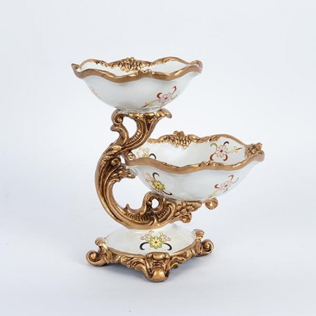 Φοντανιέρα από πορσελάνη/πολυρεζίν σε χρώμα λευκό με λουλούδια 24x19x26