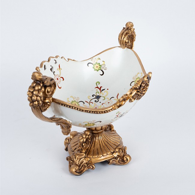 Φοντανιέρα από πορσελάνη/πολυρεζίν σε χρώμα λευκό με λουλούδια 35x20x23