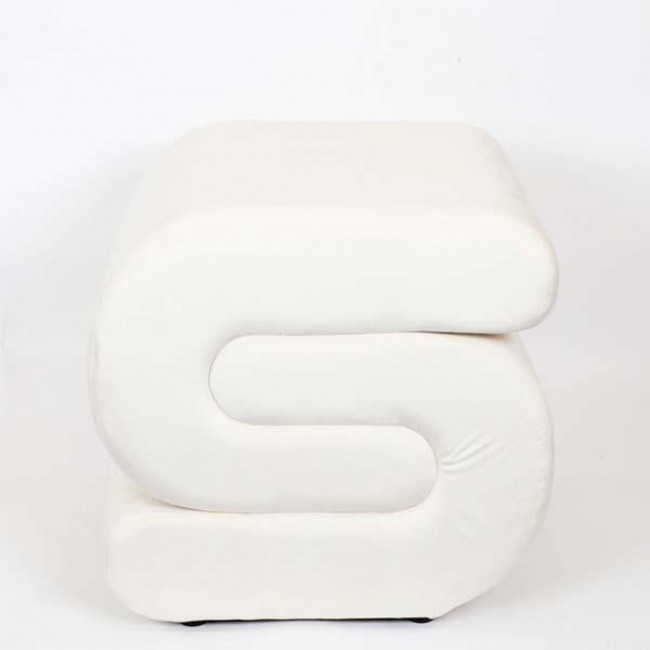 Σκαμπό από βελούδο σε χρώμα ιβουάρ 51x46x48