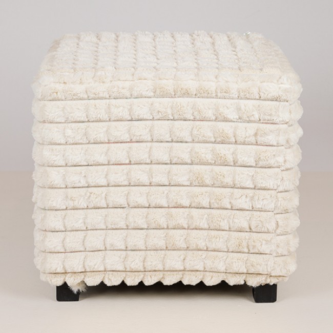 Σκαμπό από βελούδο σε χρώμα λευκό 42x42x40