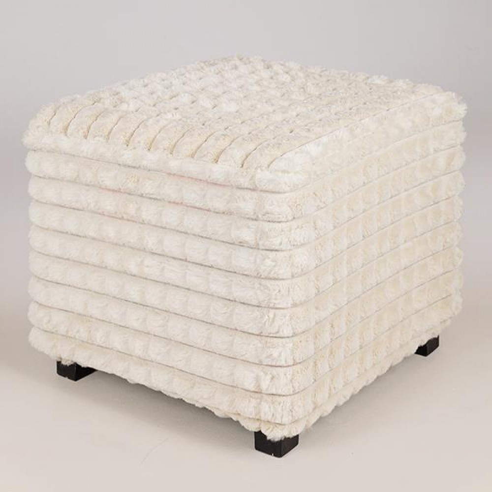 Σκαμπό από βελούδο σε χρώμα λευκό 42x42x40