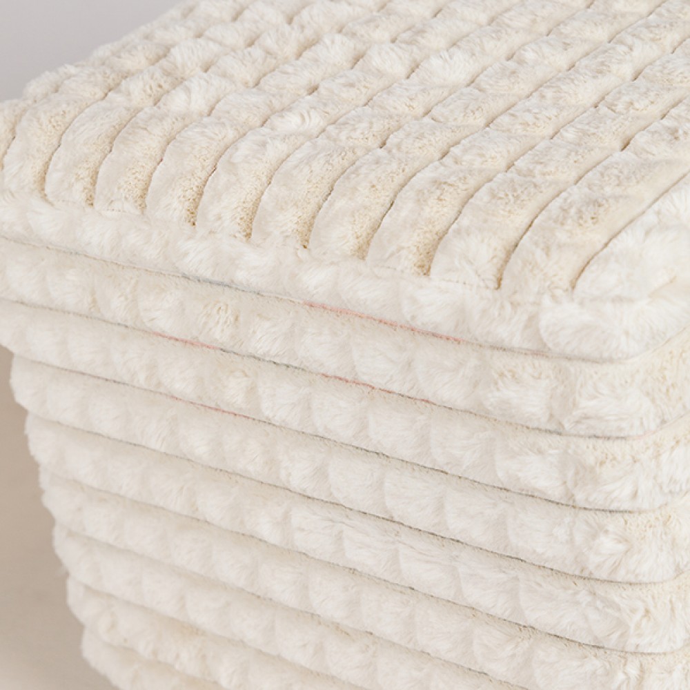 Σκαμπό από βελούδο σε χρώμα λευκό 42x42x40