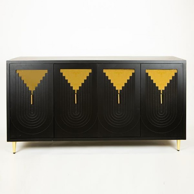 Μπουφές από ξύλο/μέταλλο σε χρώμα μαύρο/χρυσό 152x40x80