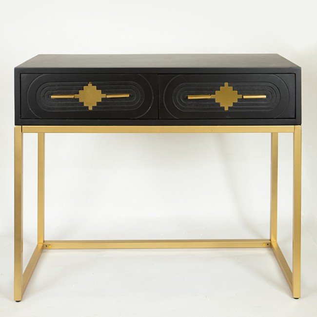 Κονσόλα από ξύλο/μέταλλο σε χρώμα μαύρο/χρυσό 100x40x80