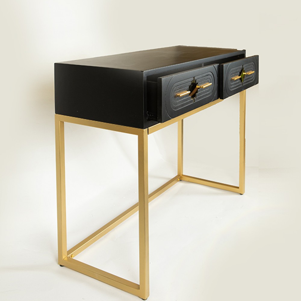 Κονσόλα από ξύλο/μέταλλο σε χρώμα μαύρο/χρυσό 100x40x80