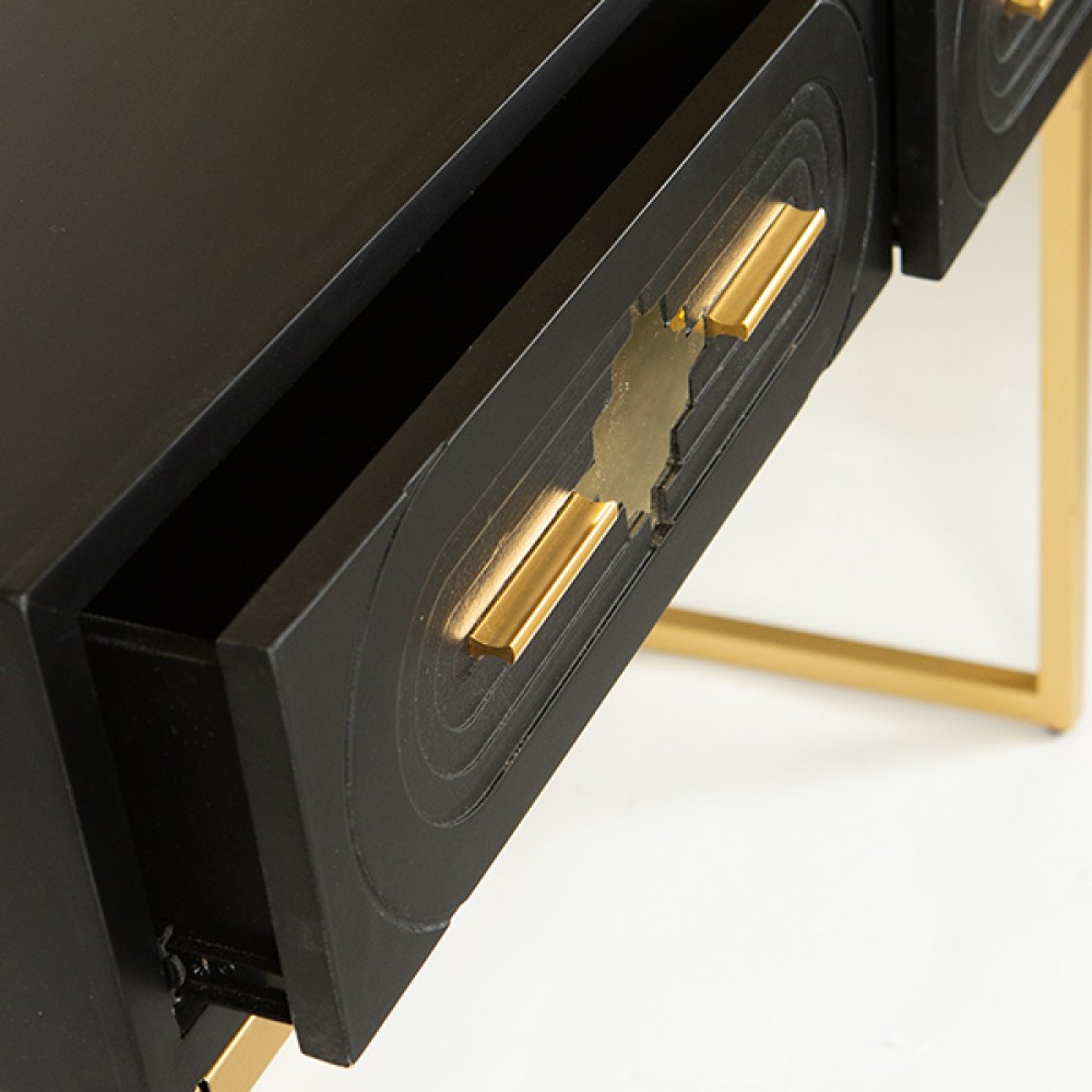 Κονσόλα από ξύλο/μέταλλο σε χρώμα μαύρο/χρυσό 100x40x80