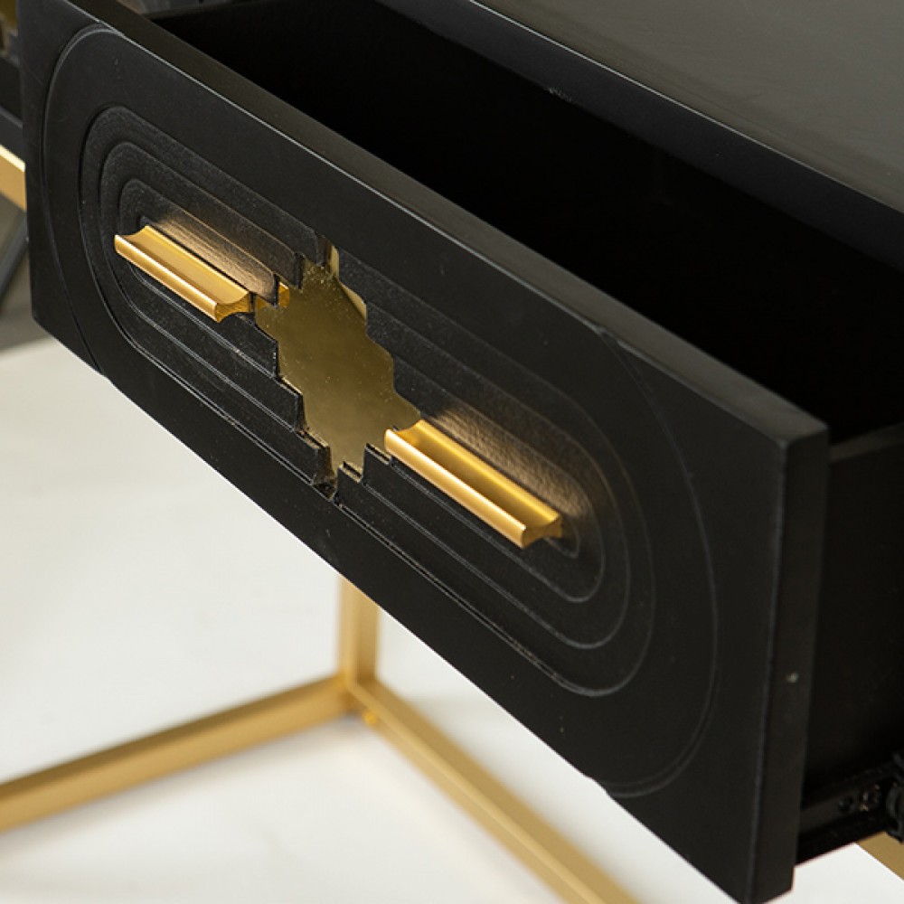 Κονσόλα από ξύλο/μέταλλο σε χρώμα μαύρο/χρυσό 100x40x80
