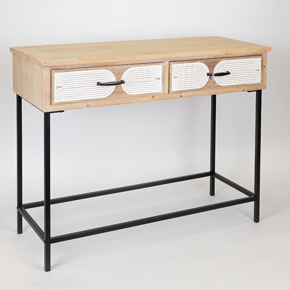 Κονσόλα από ξύλο σε χρώμα φυσικό/λευκό 100x41x80.5