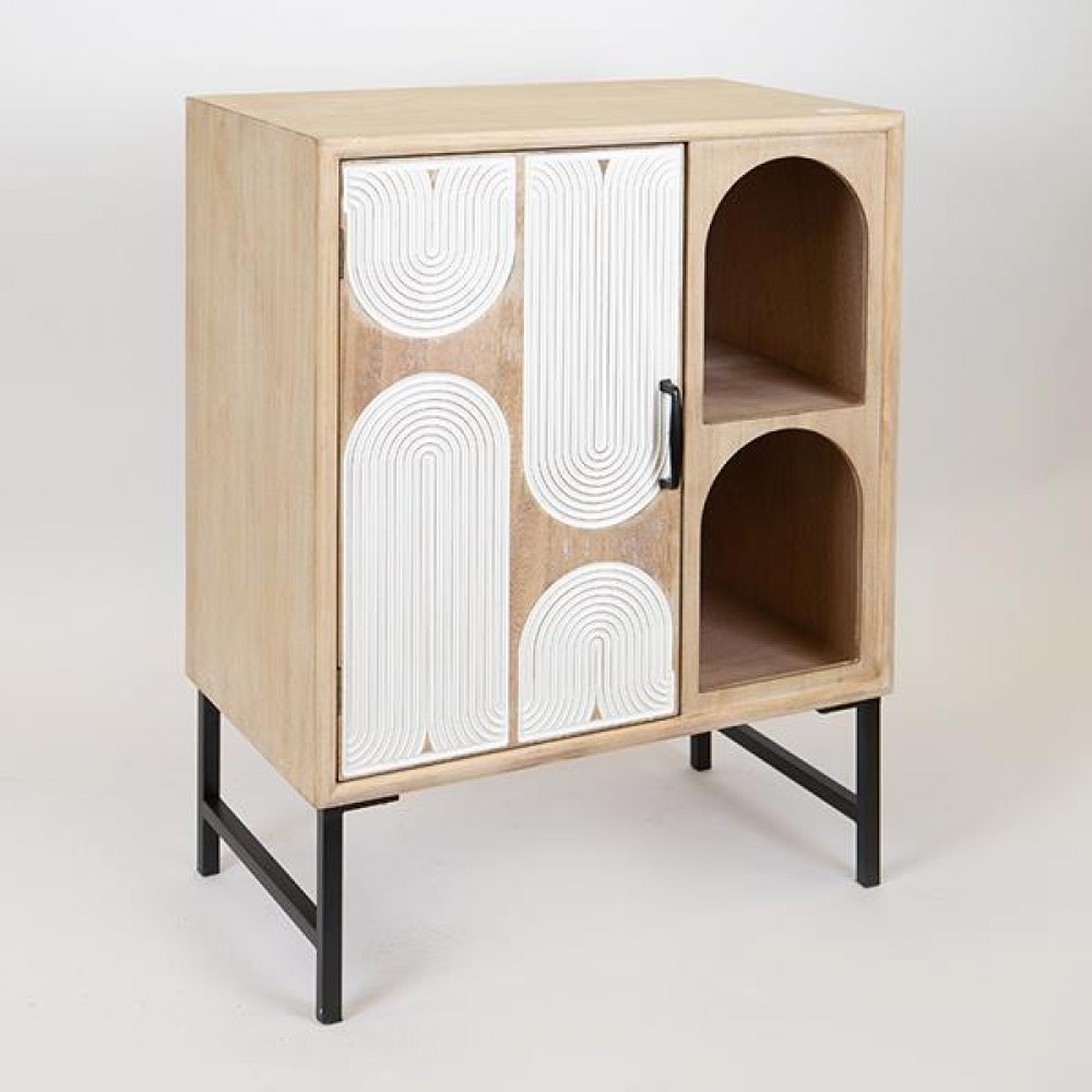 Ντουλάπι από ξύλο σε χρώμα φυσικό/λευκό 60x36x80.5