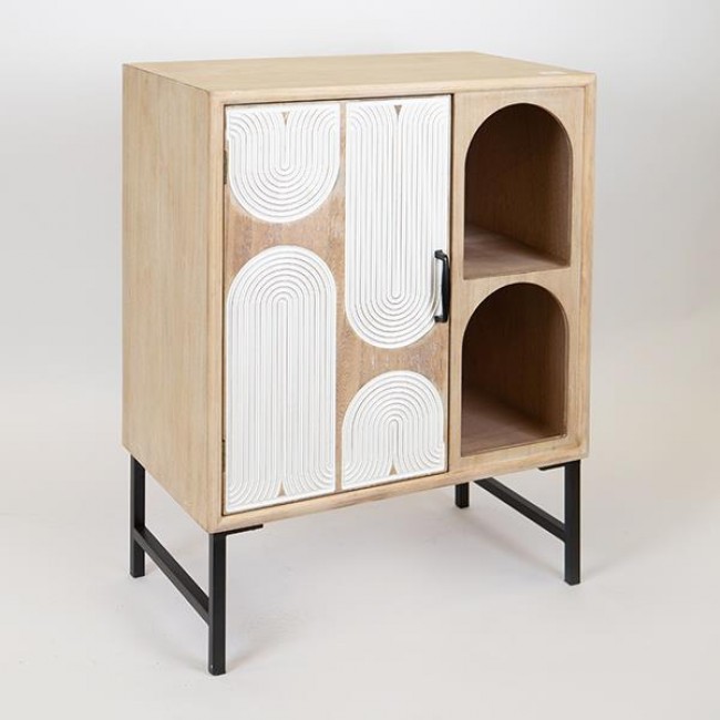 Ντουλάπι από ξύλο σε χρώμα φυσικό/λευκό 60x36x80.5